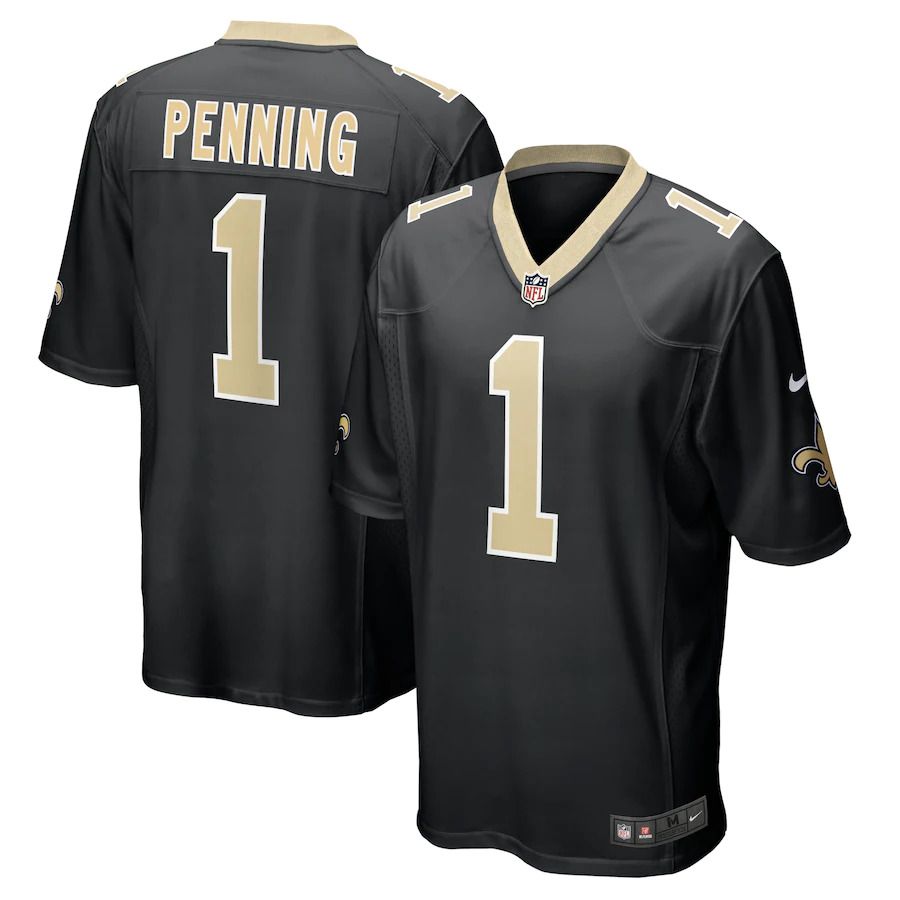 Men New Orleans Saints #1 Trevor Penning Nike Black 2022 NFL Draft First Round Pick Player Game Jersey